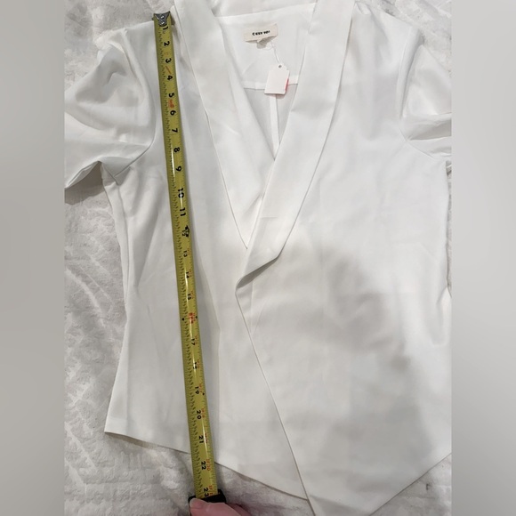 C’est Toi lightweight open front Elegant White Draped Blazer - Picture 7 of 7